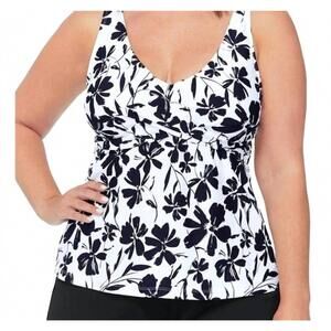 NEW ISLAND ESCAPE skirtini underwire swimdress - plus in black flowers